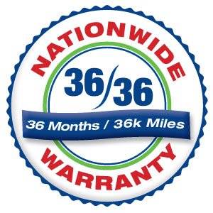 36 Months / 36K Miles Nationwide Warranty badge